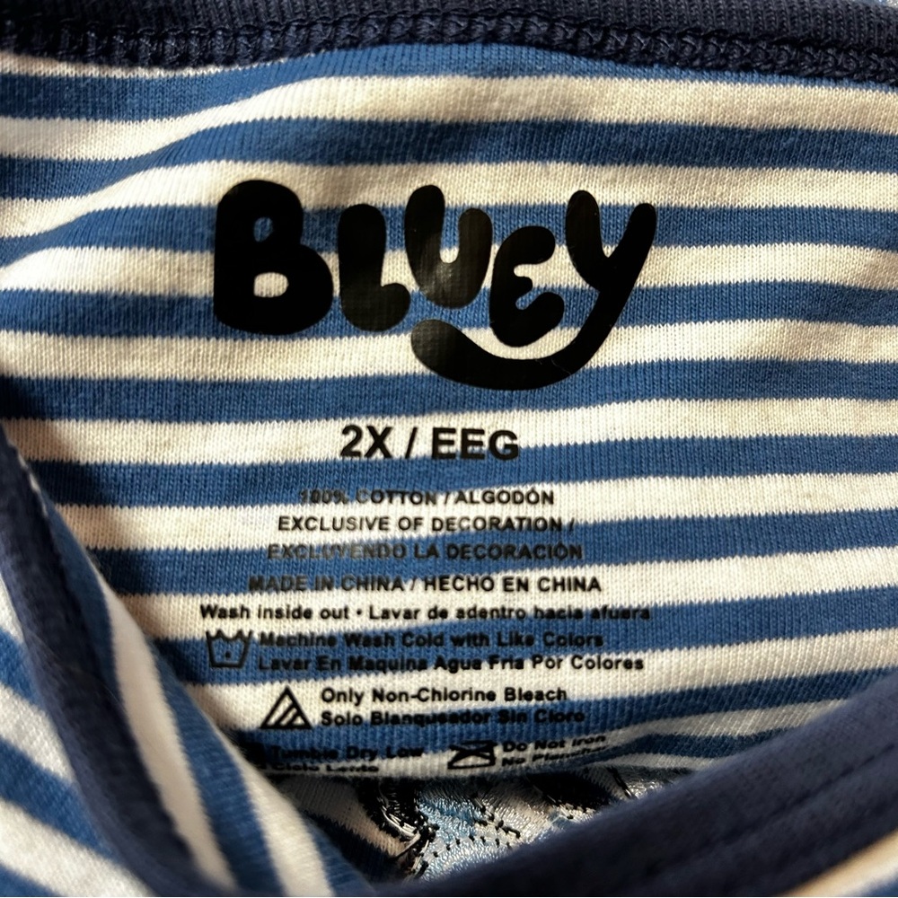 Bluey Blue and White Striped Long Sleeve Blouse sz XXL new - Picture 5 of 5